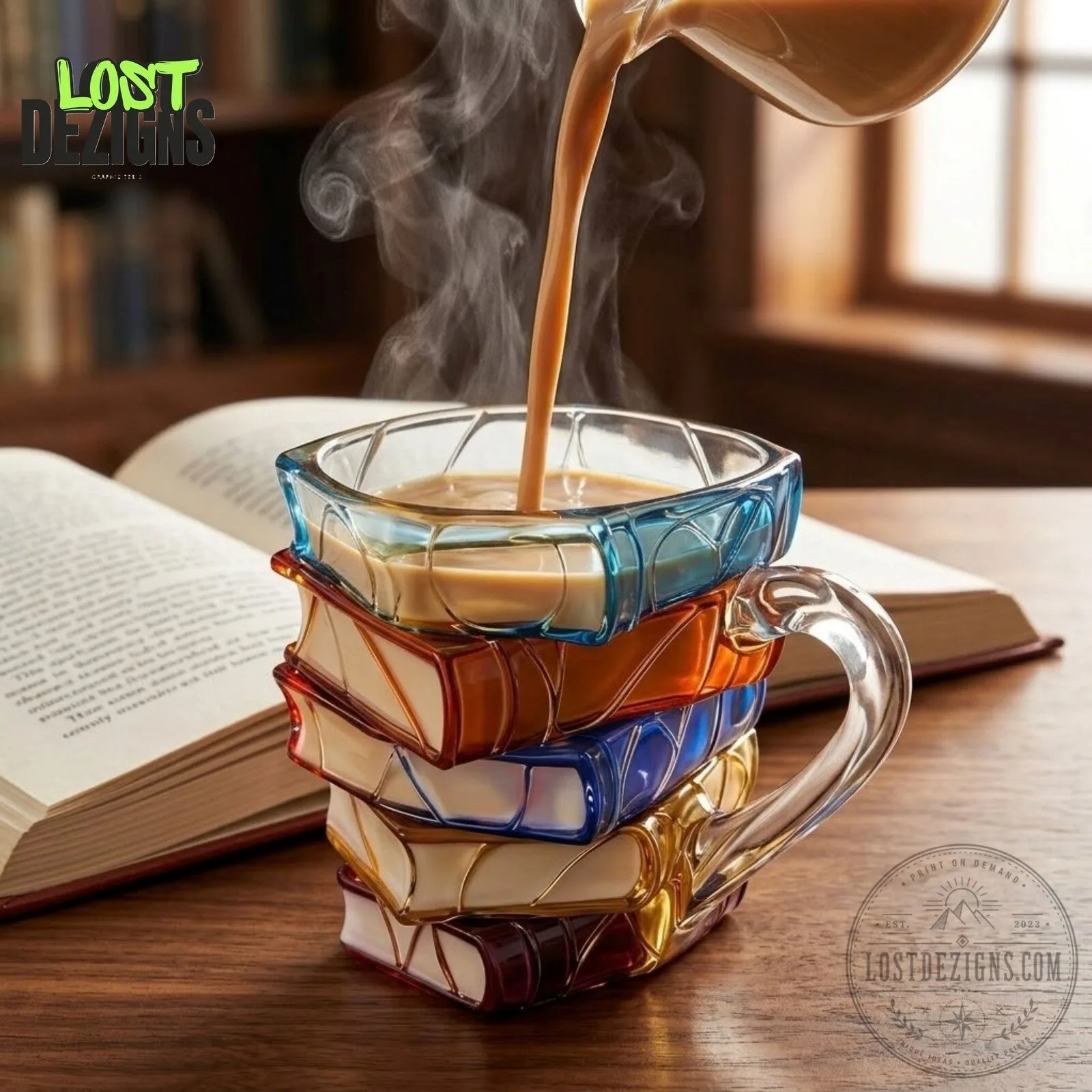 Colorful Book Stack Mug Gift For Bookworm 4 Colorful Book Stack Mug Gift For Bookworm