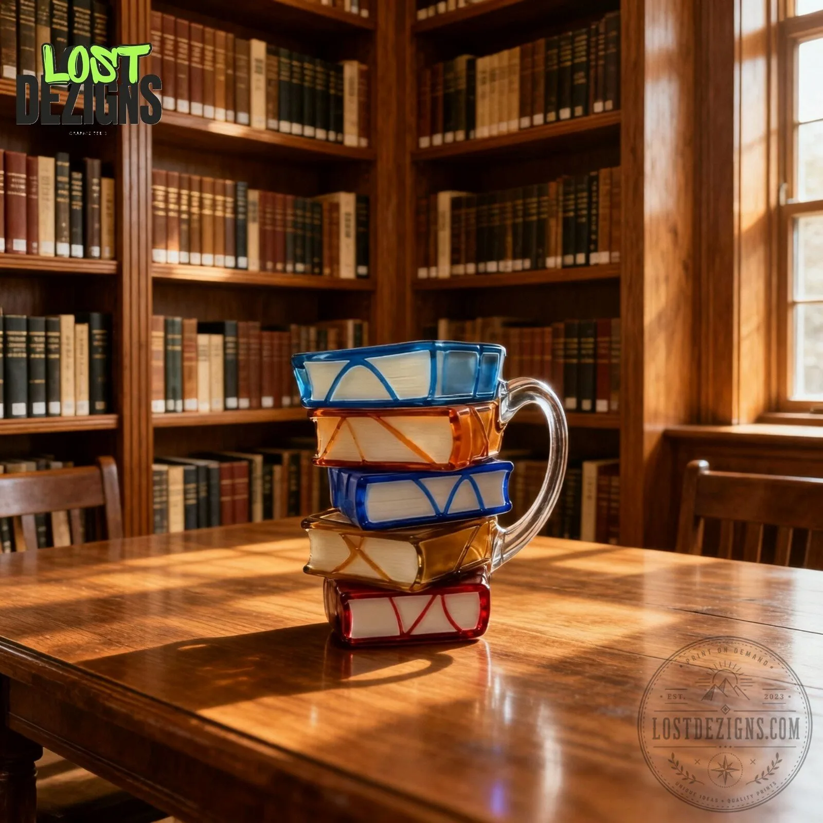Colorful Book Stack Mug Gift For Bookworm 5 Colorful Book Stack Mug Gift For Bookworm