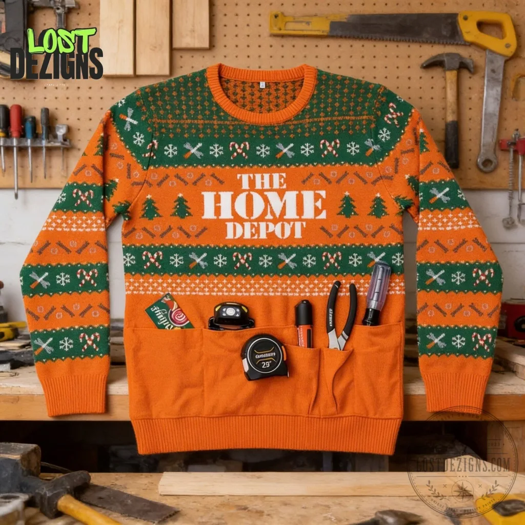 The Home Depot Christmas Tool Pocket Ugly Sweater The Home Depot Christmas Tool Pocket Ugly Sweater