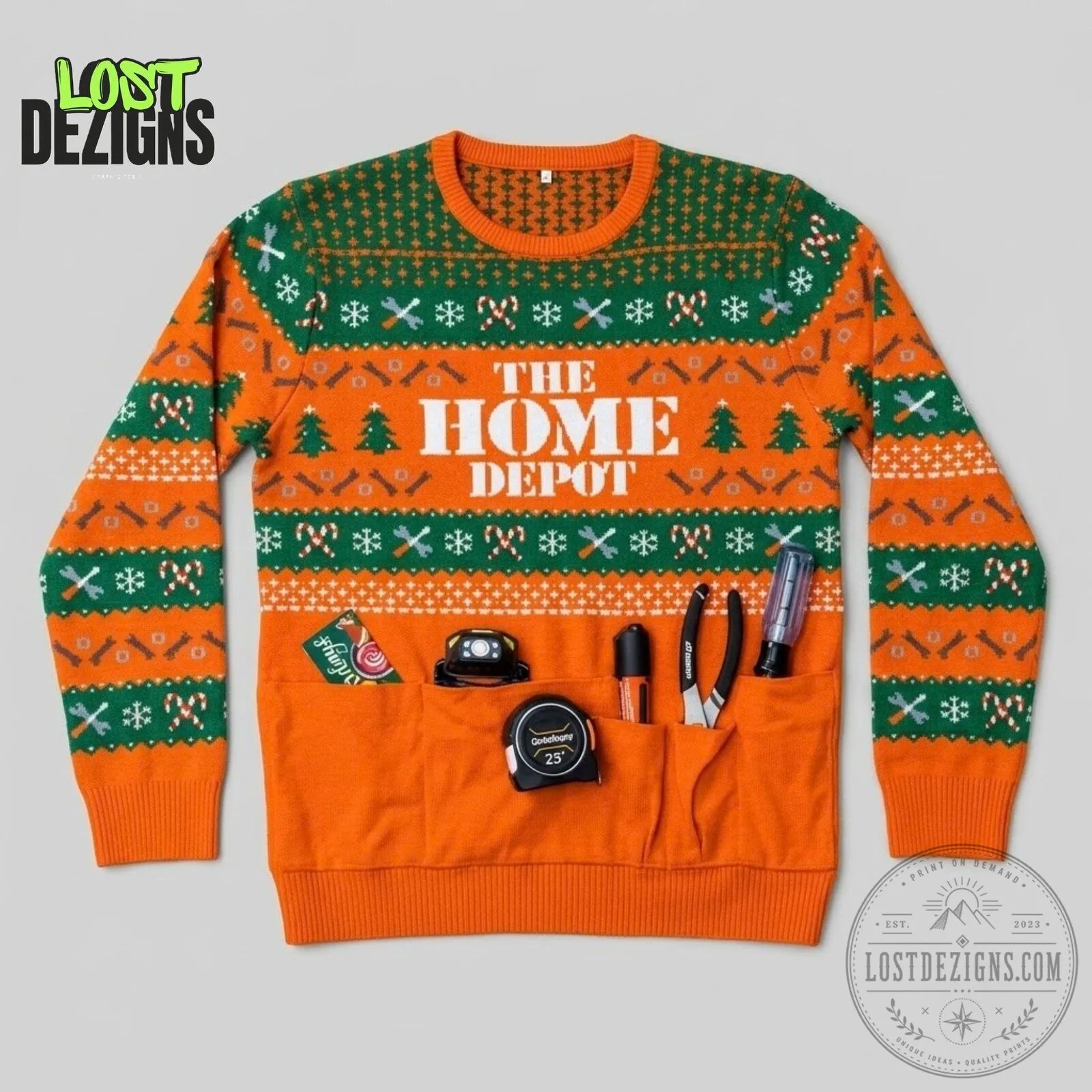 The Home Depot Christmas Tool Pocket Ugly Sweater 6 The Home Depot Christmas Tool Pocket Ugly Sweater