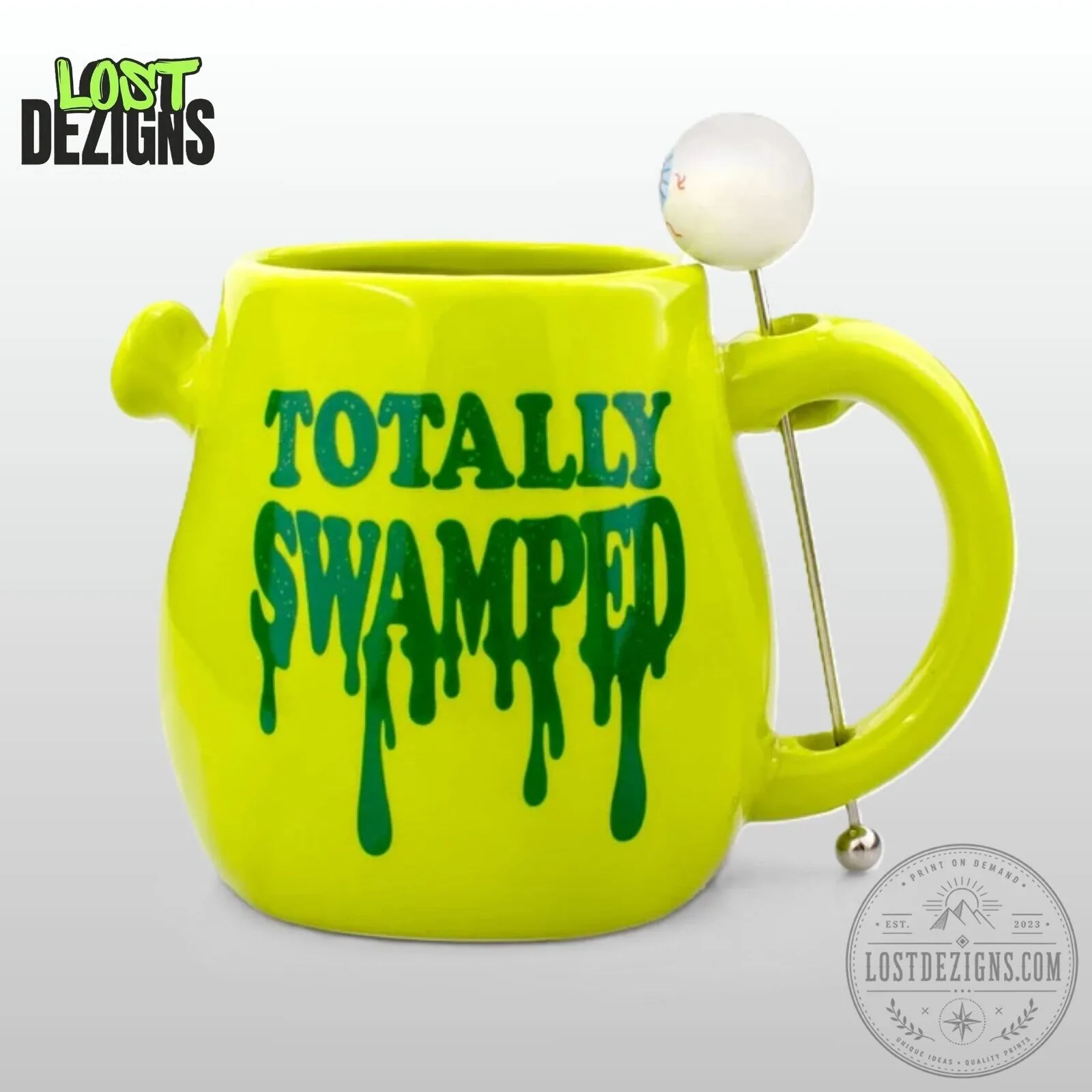 Shrek Totally Swamped Ceramic Mug With Eyeball Stir Stick 6 Shrek Totally Swamped Ceramic Mug With Eyeball Stir Stick