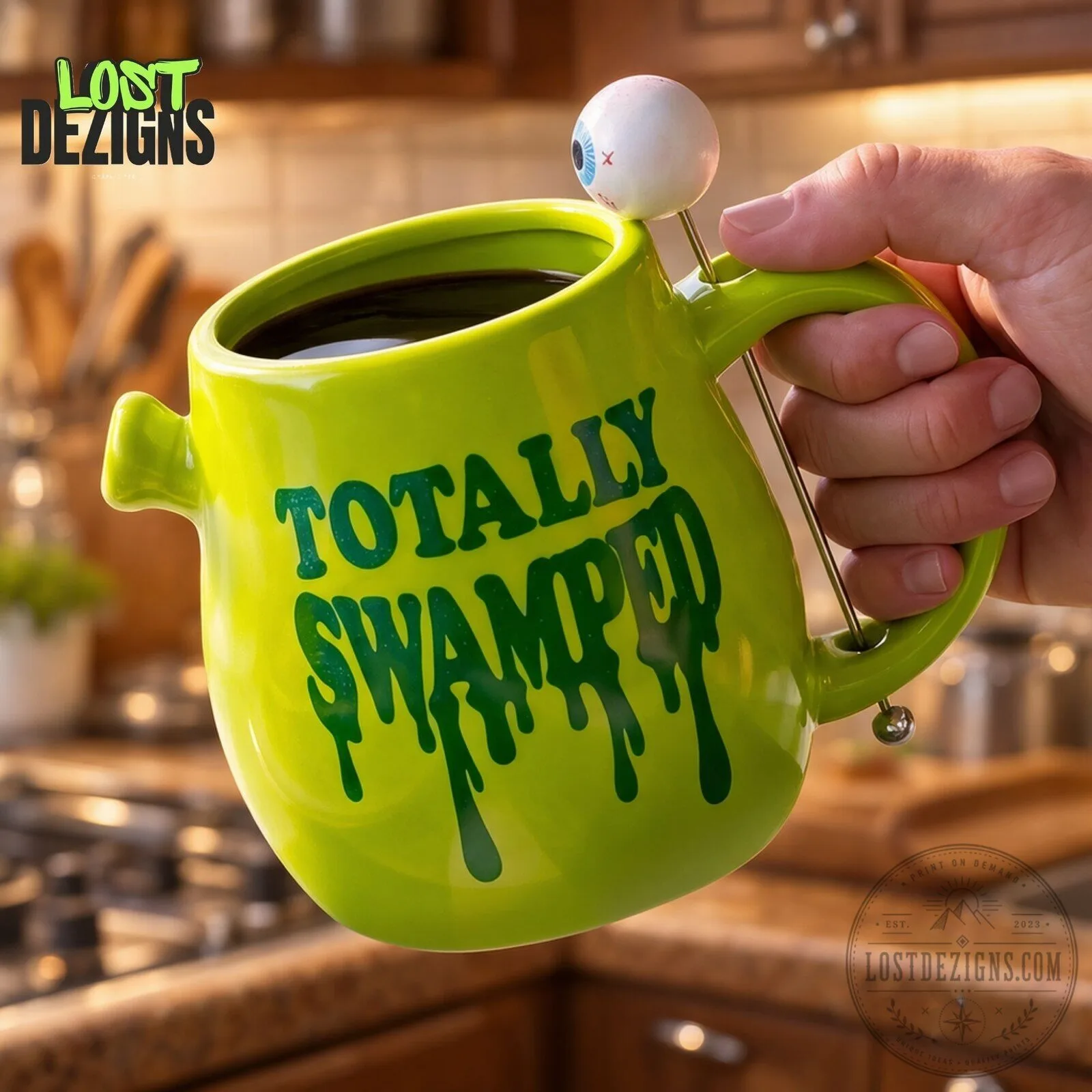 Shrek Totally Swamped Ceramic Mug With Eyeball Stir Stick 7 Shrek Totally Swamped Ceramic Mug With Eyeball Stir Stick