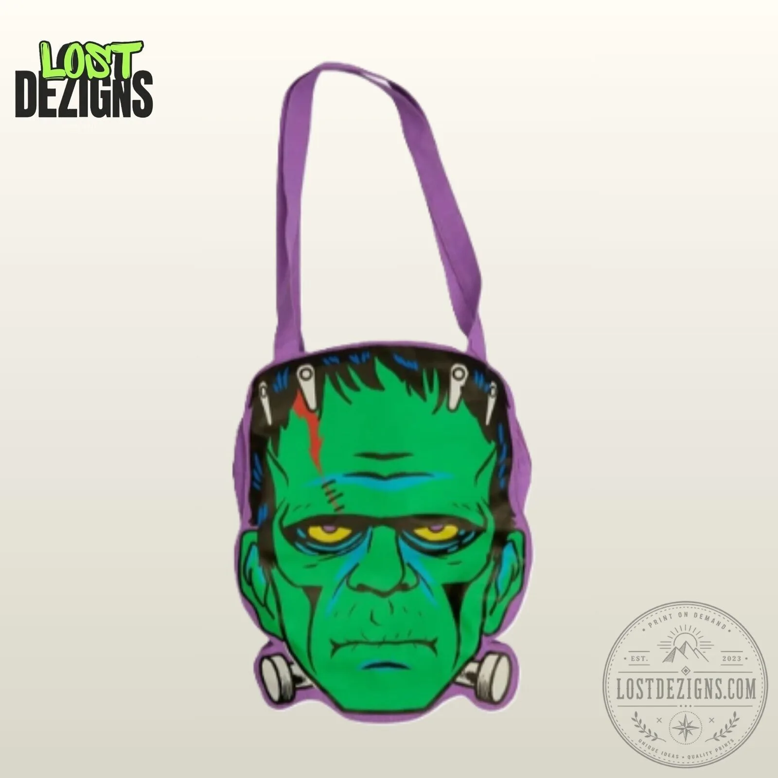 Frankenstein Monster Face Halloween Horror Character Tote Bag 6 Frankenstein Monster Face Halloween Horror Character Tote Bag