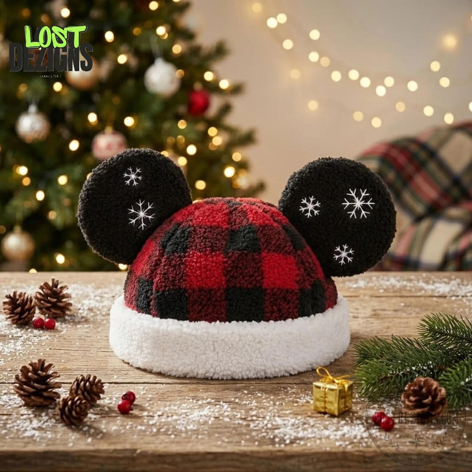 Santa Mickey Mouse Christmas Flannel Sherpa Hat 5 Santa Mickey Mouse Christmas Flannel Sherpa Hat