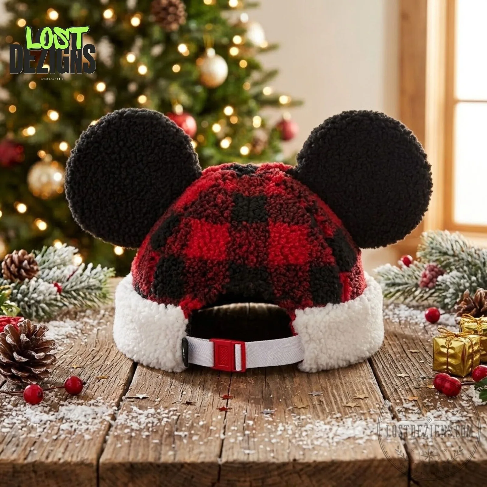 Santa Mickey Mouse Christmas Flannel Sherpa Hat 6 Santa Mickey Mouse Christmas Flannel Sherpa Hat