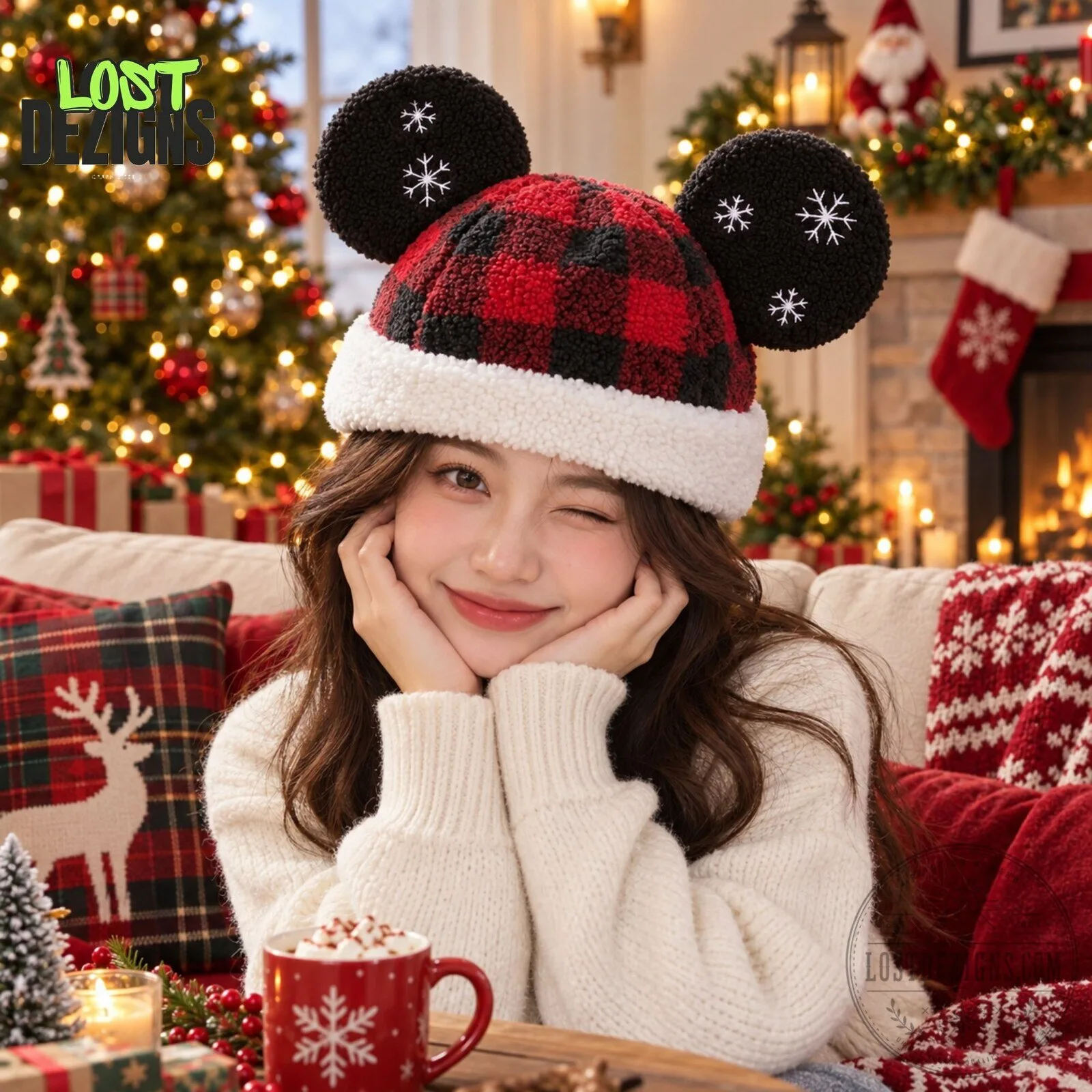 Santa Mickey Mouse Christmas Flannel Sherpa Hat 7 Santa Mickey Mouse Christmas Flannel Sherpa Hat
