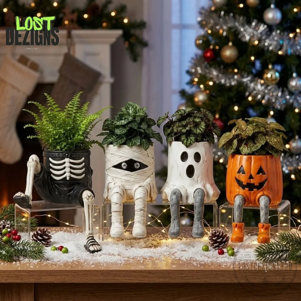 Halloween Skeleton Mummy Ghost Pumpkin Planter Halloween Skeleton Mummy Ghost Pumpkin Planter