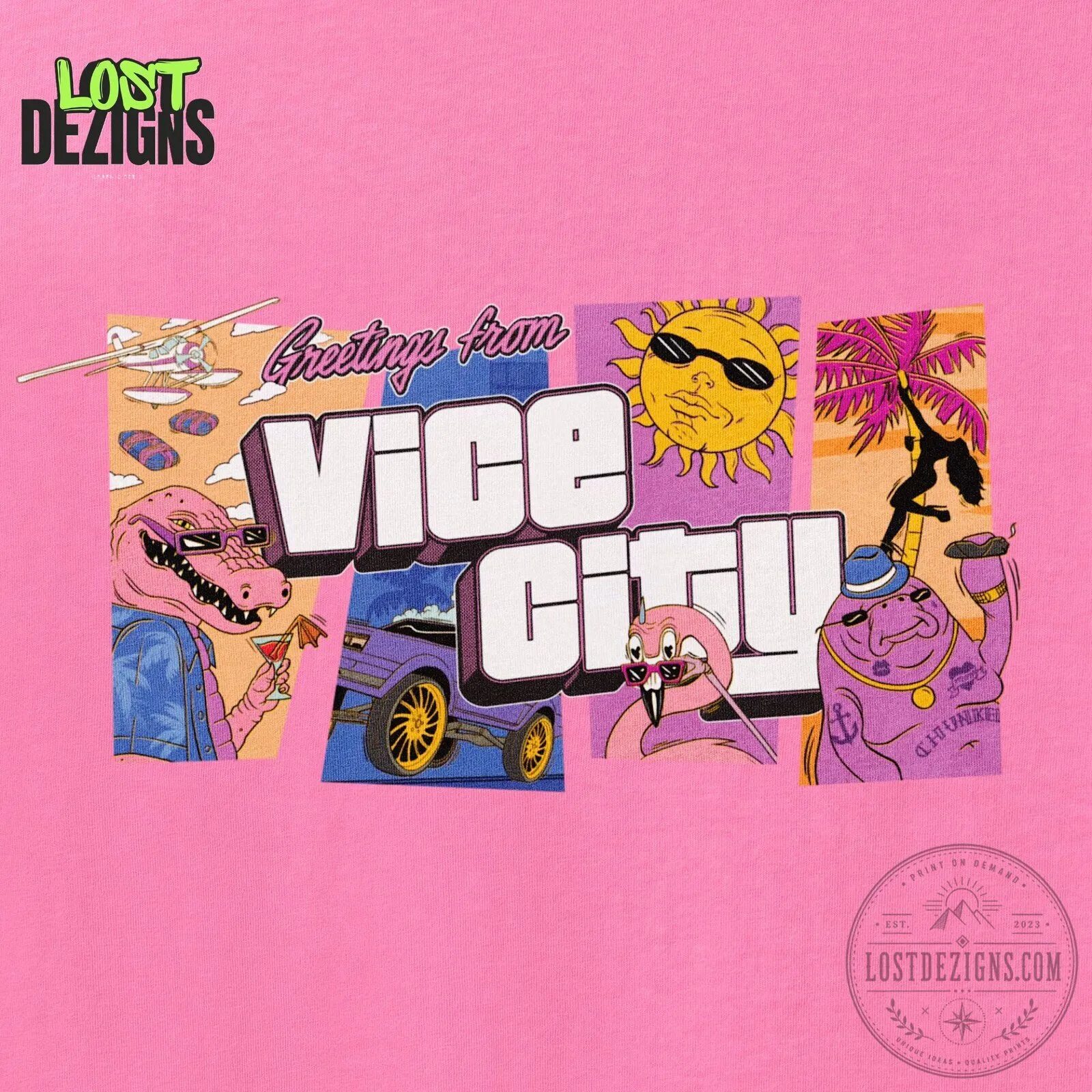 Rockstar Grand Theft Auto VI GTA 6 Goodtime State Pink T-Shirt 6 Rockstar Grand Theft Auto VI GTA 6 Goodtime State Pink T-Shirt