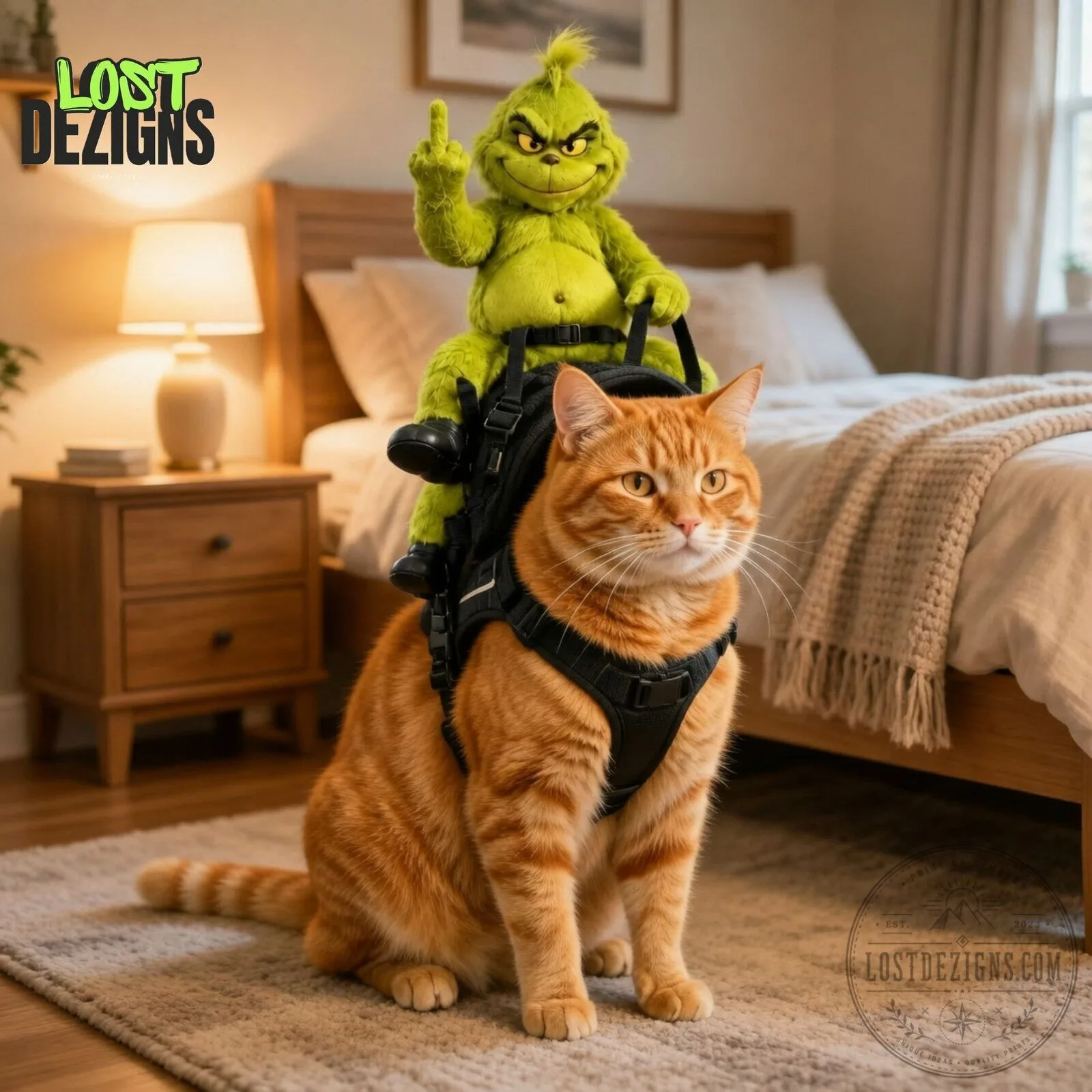 Grump Rider The Grinch Flipping Middle Finger Funny Pet Harness 5 Grump Rider The Grinch Flipping Middle Finger Funny Pet Harness