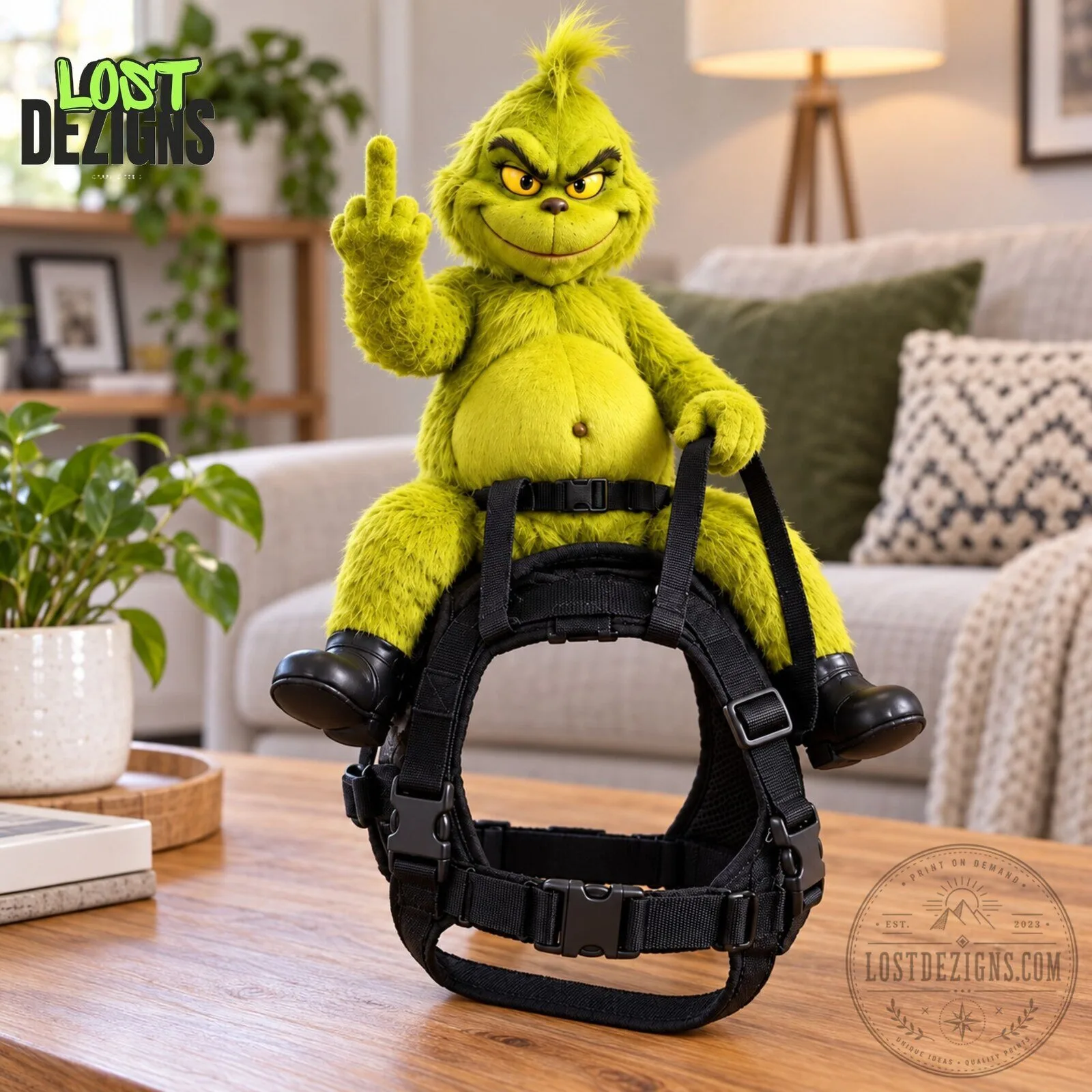 Grump Rider The Grinch Flipping Middle Finger Funny Pet Harness 6 Grump Rider The Grinch Flipping Middle Finger Funny Pet Harness