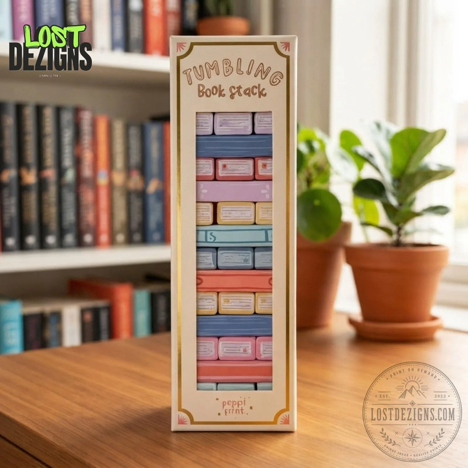 Tumbling Book Stack Colorful Book Themed Wooden Jenga Game Set 5 Tumbling Book Stack Colorful Book Themed Wooden Jenga Game Set