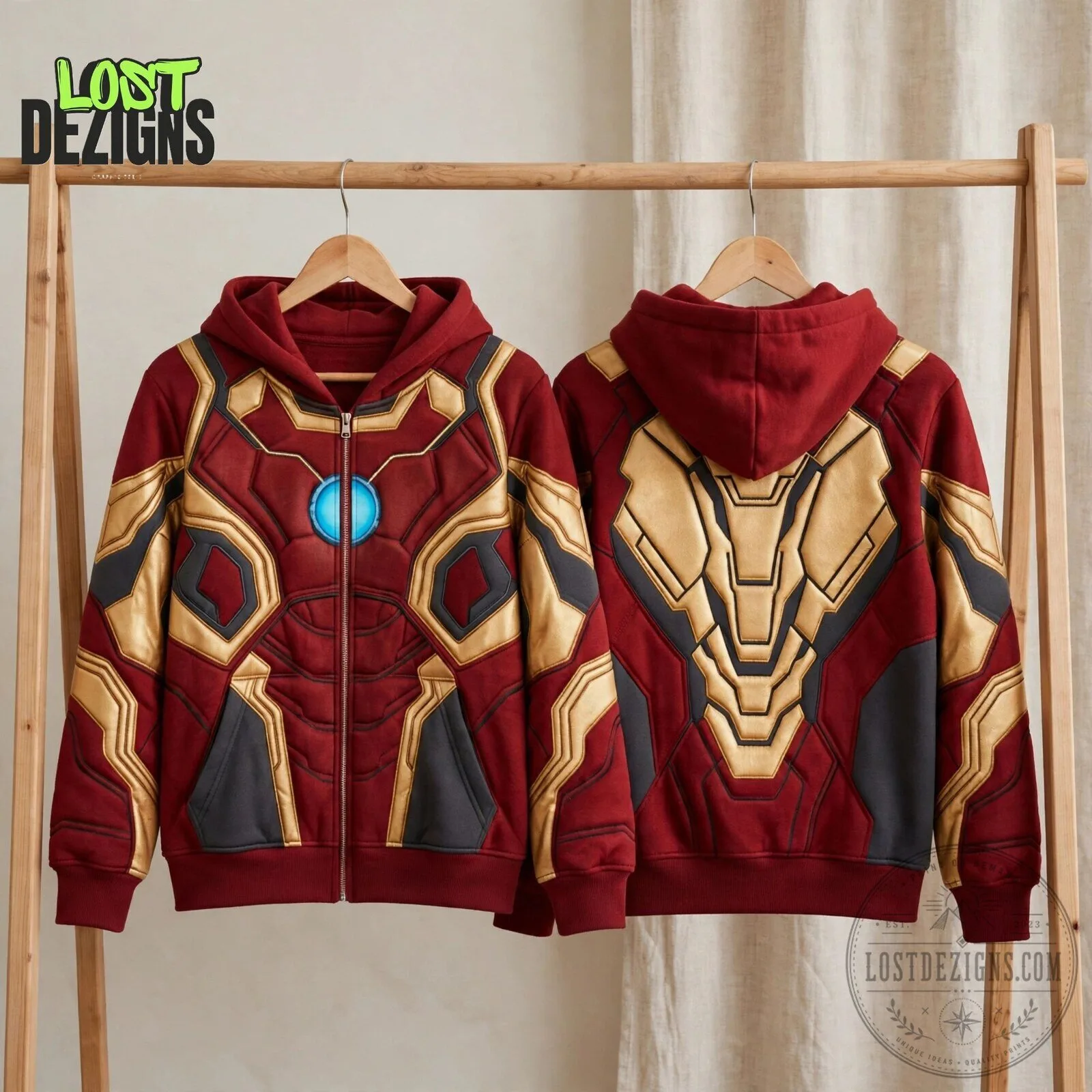 Marvel Iron Man Red & Gold Armor Zip Hoodie With Face Cover 7 Marvel Iron Man Red & Gold Armor Zip Hoodie With Face Cover